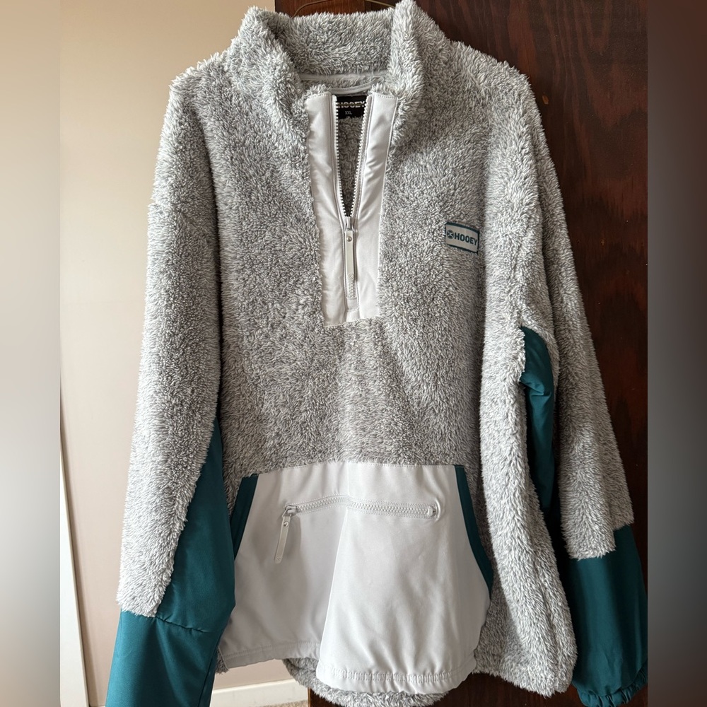 Hooey Cozy Gray and Teal Women's Fleece Pullover